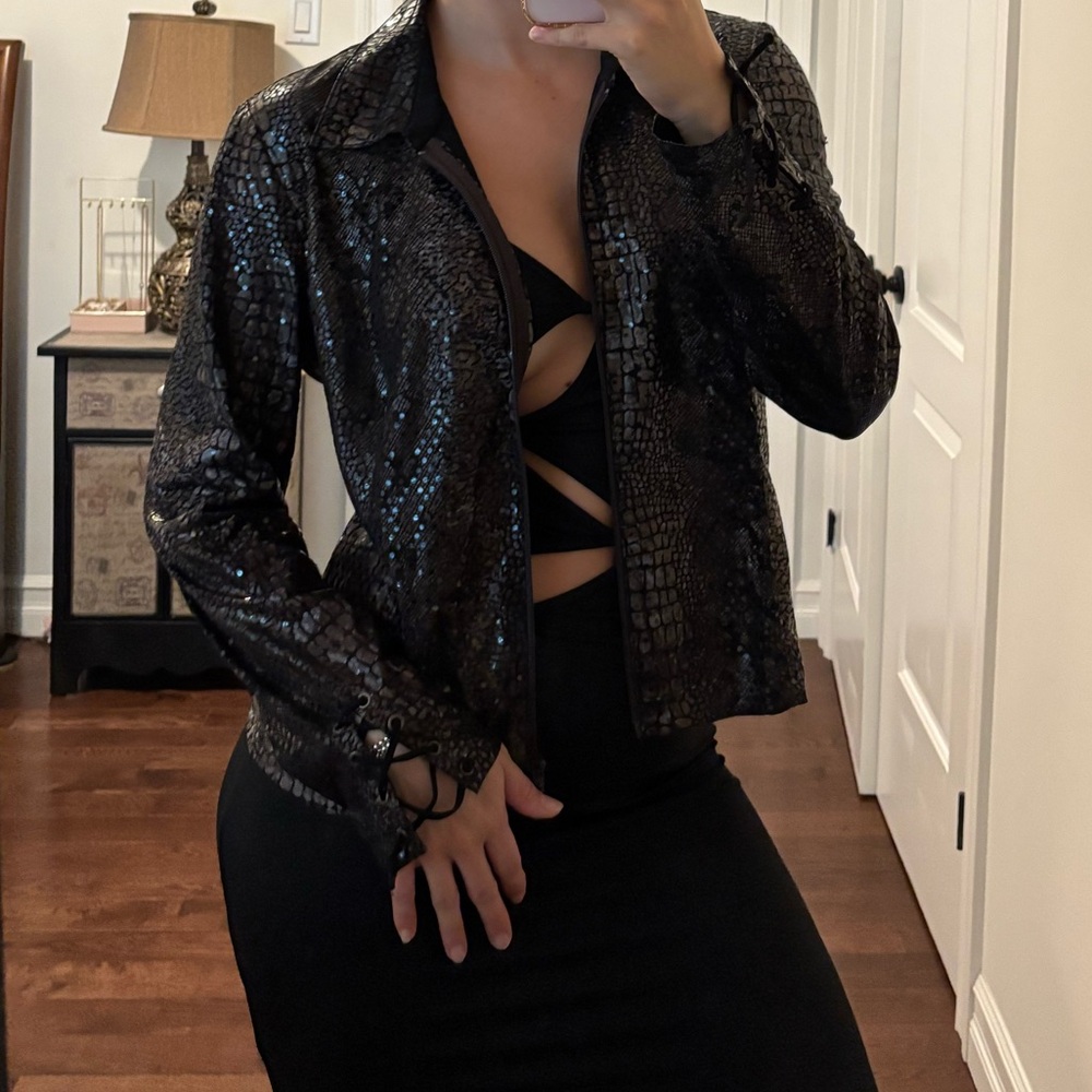 Joseph Ribkoff Sequin Crocodile Pattern Jacket